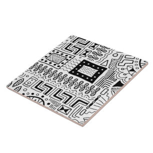 Black white Tribal mönster panel Kakelplatta