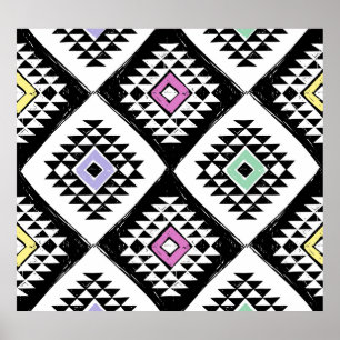 Black White Tribal Navajo Mönster Poster