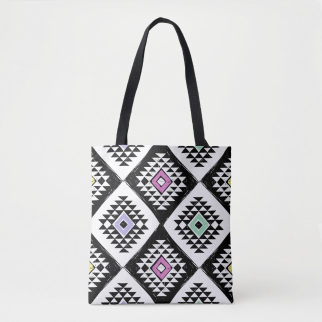 Black White Tribal Navajo Mönster Tygkasse (Framsida)
