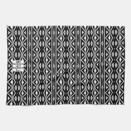 Black White Tribe Mönster: Monogram Kitchen Decor Kökshandduk