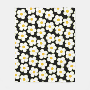 Black White Tropical Blommigt Botanical Summer Fleecefilt