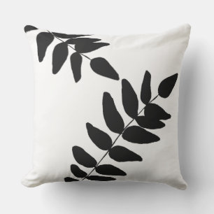 Black & White Tropical Foliage Lg. Utomhus Kudde