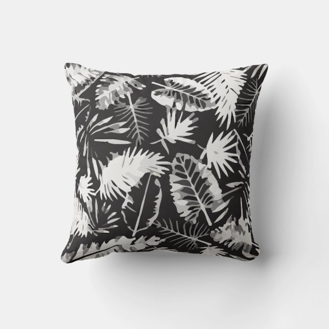 Black White Tropical Jungle Kudde (Baksida)