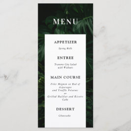 Black White Tropical Monstera Bröllop Menu Meny