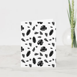 Black & White Tropical Summer Löv Mönster Kort