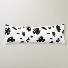 Black & White Tropical Summer Löv Mönster Kroppskudde
