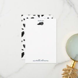 Black & White Tropical Summer Löv Mönster Tack Kort