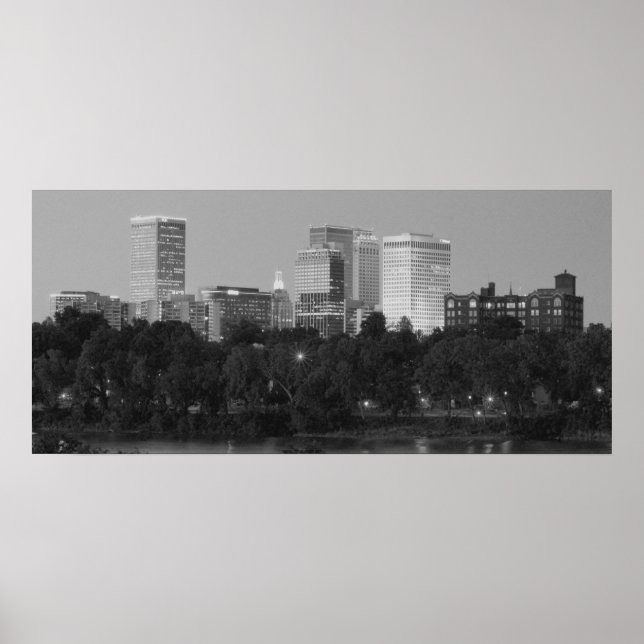 Black & White Tulsa Skyline Poster (Framsidan)