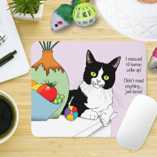 Black White Tuxedo lustig Cat Musmatta