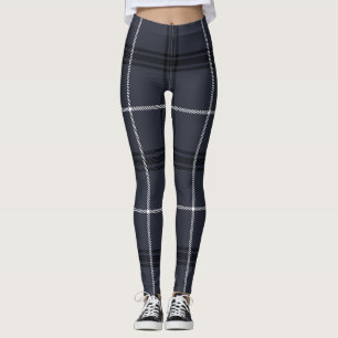 Black, White Twill, Charade Grått Färg Tartan, Pla Leggings