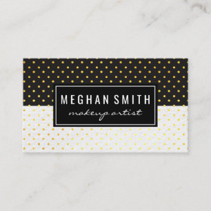 Black White Two Tone Polka Dot Mönster Visitkort