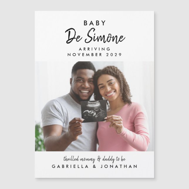  Black White Typography Sonogram Photo Pregnancy (Framsida)