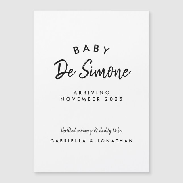 Black White Typogrpahy Pregnancy Magnetic Card (Framsida)