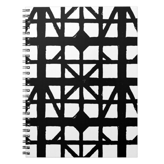 Black & White Tysk halvtimer House-mönster Anteckningsbok (Framsidan)