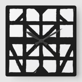 Black & White Tysk halvtimer House-mönster Fyrkantig Klocka