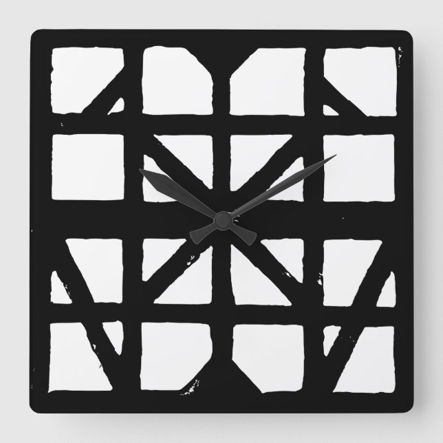Black & White Tysk halvtimer House-mönster Fyrkantig Klocka (Framsida)