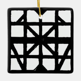 Black & White Tysk halvtimer House-mönster Julgransprydnad Keramik