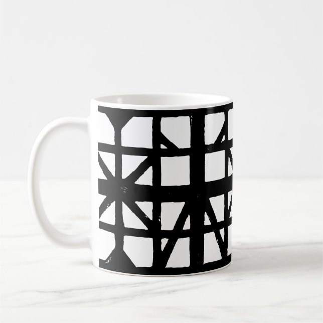 Black & White Tysk halvtimer House-mönster Kaffemugg (Vänster)