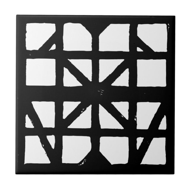 Black & White Tysk halvtimer House-mönster Kakelplatta (Framsidan)