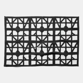 Black & White Tysk halvtimer House-mönster Kökshandduk