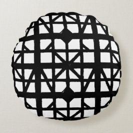 Black & White Tysk halvtimer House-mönster Rund Kudde