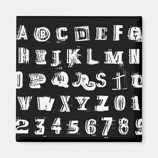 Black & White Urban Graffiti Font ABC & 123 Magnet (Framsidan)