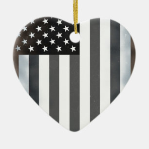 Black & White US American Flagga Julgransprydnad Keramik