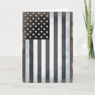 Black & White US American Flagga Kort