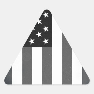 Black & White US American Flagga Triangelformat Klistermärke