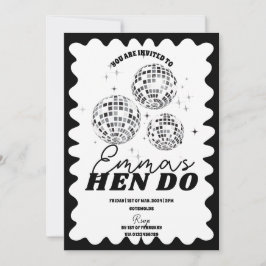 Black White Vågigt Bachelorette Party Hen Itinerar Inbjudningar