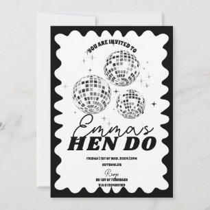 Black White Vågigt Bachelorette Party Hen Itinerar Inbjudningar
