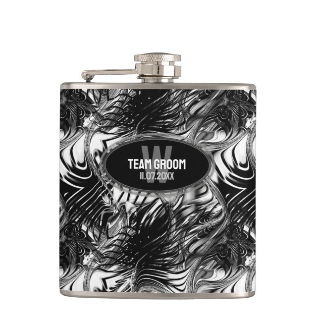 Black White Vågigt Mönster Marskalkars Gift Fickplunta (Framsidan)