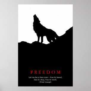 Black & White Varg Silhouette på Backe Poster
