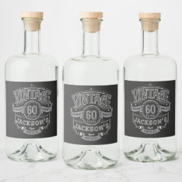 Black & White Vintage Aged To Perfection Birthday Spritflaskor Etikett