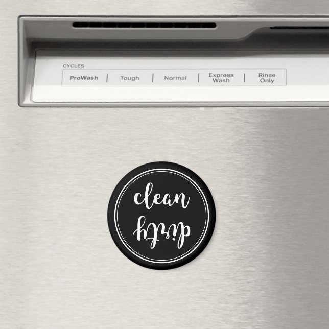 Black White Vintage Clean Dirty Dishwasher Magnet (In Situ (Dishwasher))