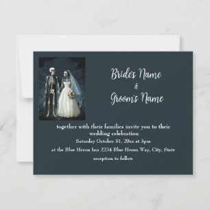 Black White Vintage Skeleton Goth Wedding bjudande Inbjudningar