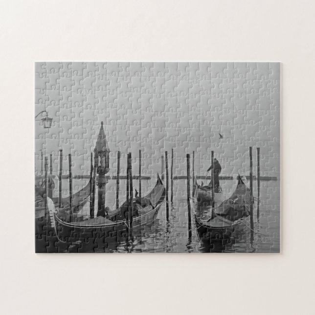 Black White Vintage Venice Canal Travel Pussel (Horisontell)