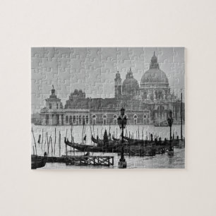 Black White Vintage Venice Canal Travel Pussel