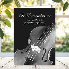Black White Violin Musician Funeral Service Foled Program