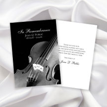 Black White Violin Musician Funeral Sympathy