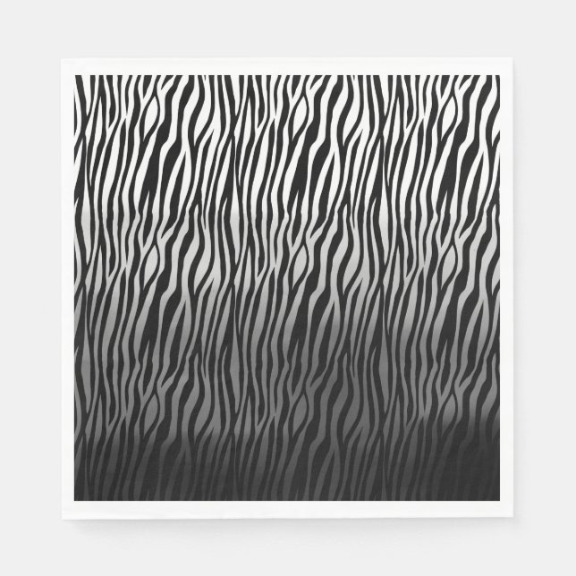 Black White Watercolor Ombre Zebra tryck Pappersservett (Framsidan)
