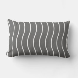 Black White Wave Mönster Lumbar Pillow Lumbarkudde