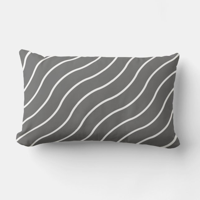Black White Wave Mönster Lumbarkudde (Framsida)