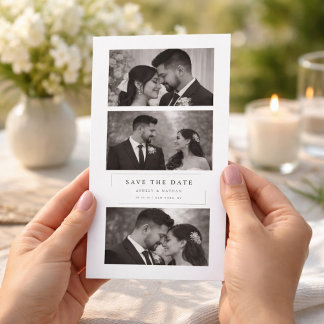 Black & White Wedding Save the Date Photo Card Spara Datumet