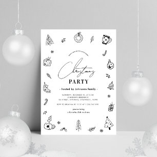 Black White Whimsical Scandinavian God Party Inbjudningar