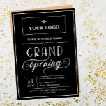Black & White Wide Logotyp Grand Open Inbjudningar<br><div class="desc">Inbjudan till stora öppningar i en svart och vit typografisk elegant för ditt företag,  kanske en butik,  en restaurang eller en skönhetssalong. Lägg till din egen logotyp också! Svartvit öppningsinbjudan i elegantens typografi. Personlig för stor inbjudan till logotypen.</div>