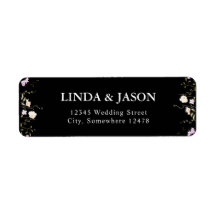 Black & White Wildblommor Bröllop Returadress