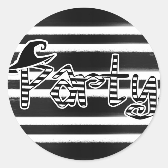 Black & White Witch Halloween fest Runt Klistermärke (Framsida)