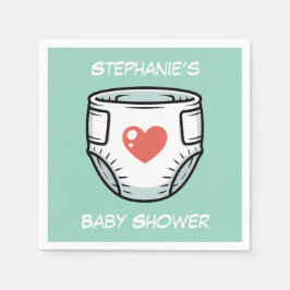 Black & White with a Red Heart Baby Diaper Pappersservett