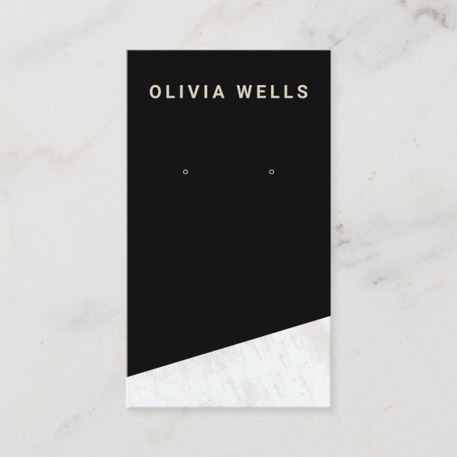 BlacK White Wood Earring Visning Holder Visitkort (Framsida)